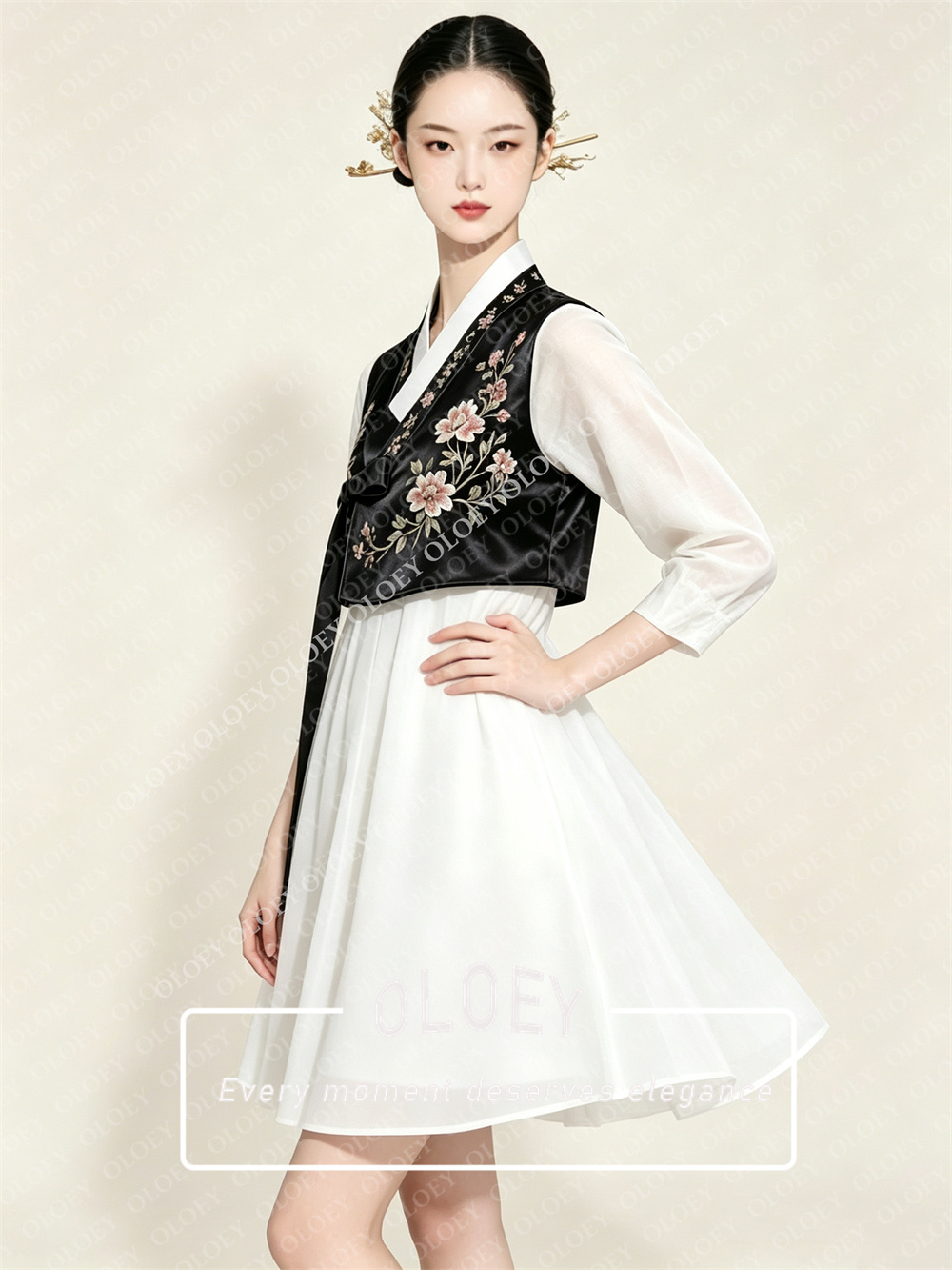 OLOEY Стильный черный атласный – обзор и цена Hanbok Modern Set