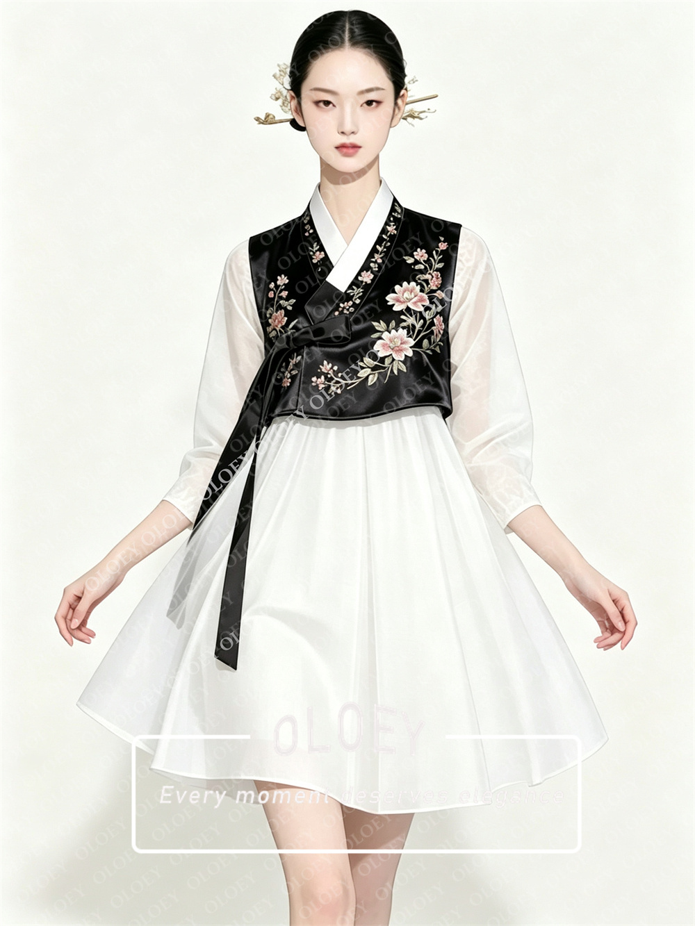 OLOEY Стильный черный атласный – обзор и цена Hanbok Modern Set