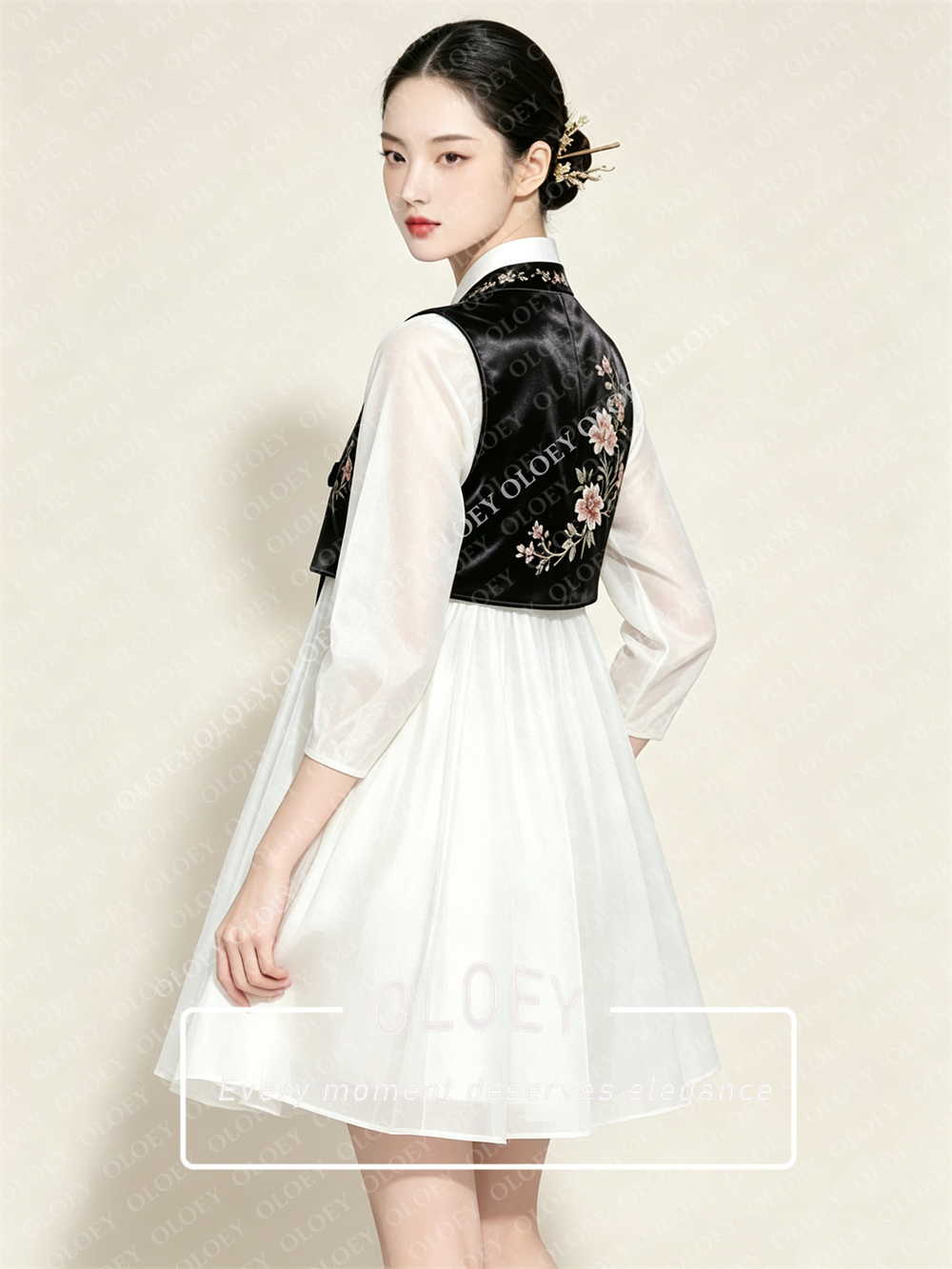 OLOEY Стильный черный атласный – обзор и цена Hanbok Modern Set